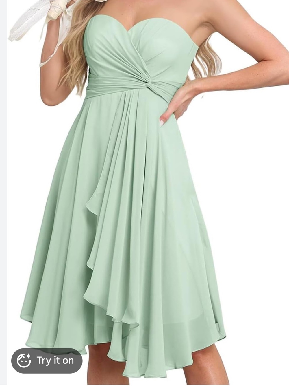 Sage green strapless maxi